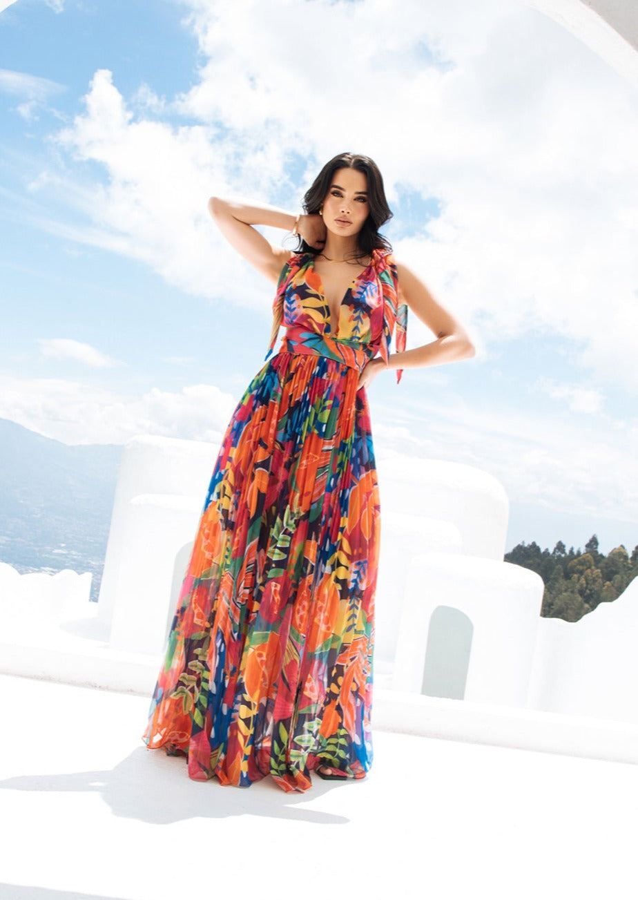 Vestido Largo Luxxel Multi Estampado Floral