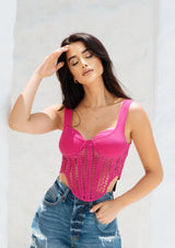 Blusa Top Hera Fucsia Hilo/Calada