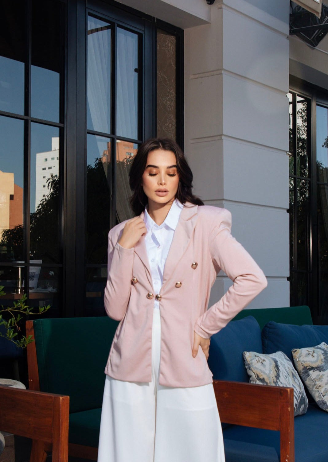 Blazer Itto Rose Botones Dorados