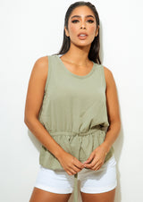 Blusa Naked Zebra Verde Olivo Ruche Med