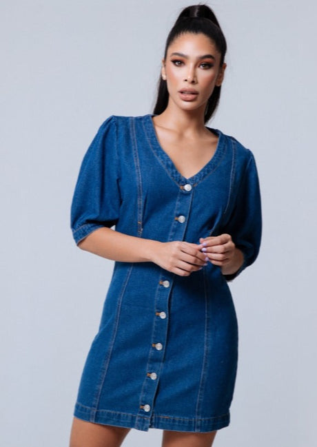 Vestido Idem De Jean Botones